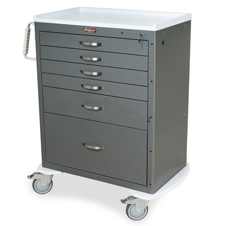 MDS3030K16 Hammertone Gray Medical Cart with Drawers - Quarter Left