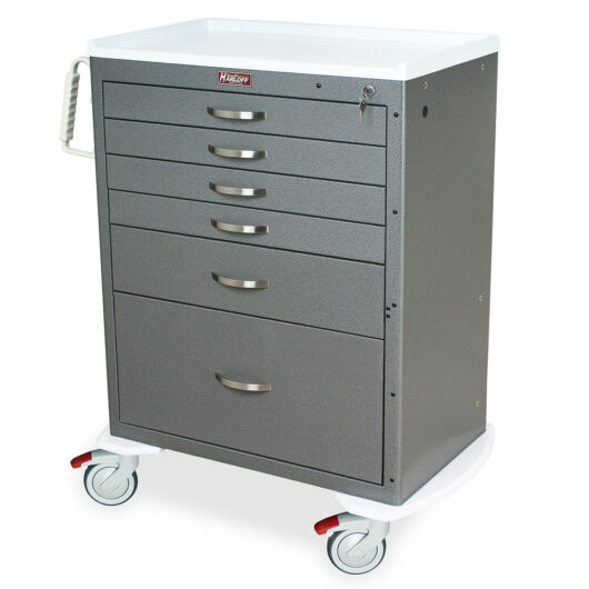 MDS3030K16 Hammertone Gray Medical Cart with Drawers - Quarter Left