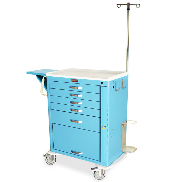 MDS3030B05 Light Blue Crash Cart with Flip-Up Door - Quarter Left