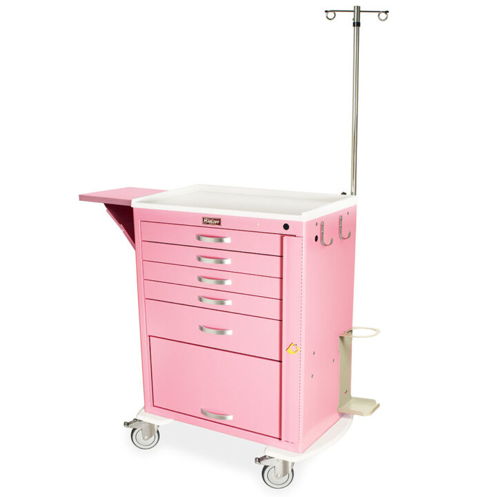 MDS3030B05 Pink Crash Cart with Flip-Up Door - Quarter Left