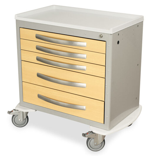 MPA3021K05-AN Light Gray Wood Style Medical Carts - Quarter Left
