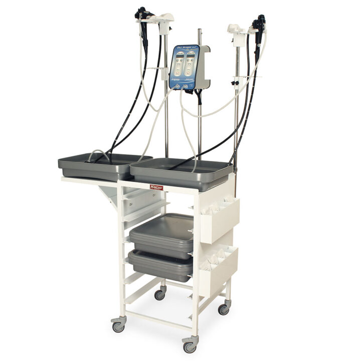 STC-AL6-JET White Scope Drying Carts - Quarter Left Two Trays