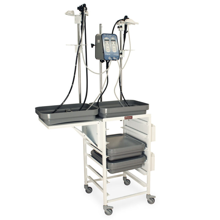 STC-AL6-JET White Scope Drying Carts - Quarter Right Two Trays