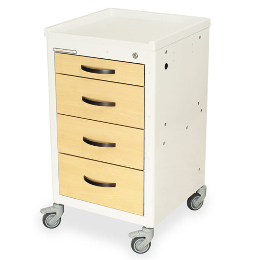 M3DS1821KC4-AN White Wood Finish Medical Carts - Quarter Left
