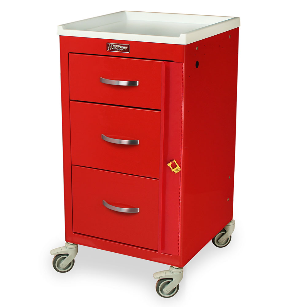 M-Series Small Crash Cart, Short Height, Mini Width, Three Drawers