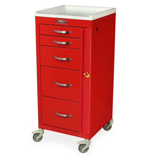 M3DS1830B05 Red Narrow Emergency Crash Cart - Quarter Left