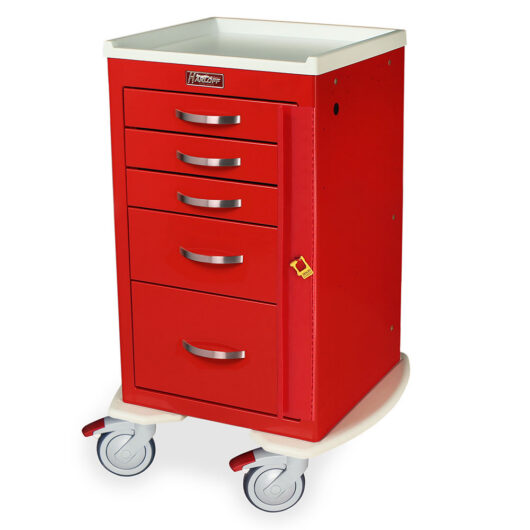 MDS1824B05 Red Narrow Mobile Emergency Cart - Quarter Left