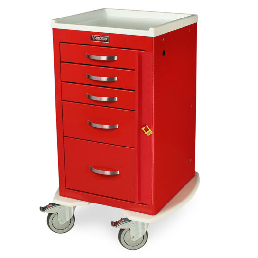 MDS1824B05 Red Narrow Mobile Emergency Cart - Quarter Left