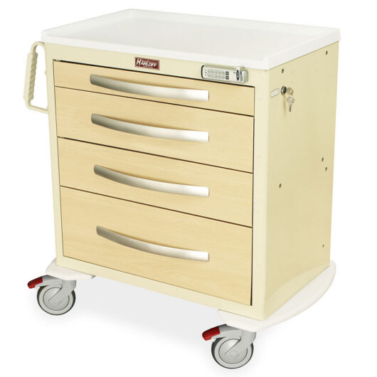 MPA3024E04-AN Beige Furniture Feel Medical Carts - Quarter Left New Casters