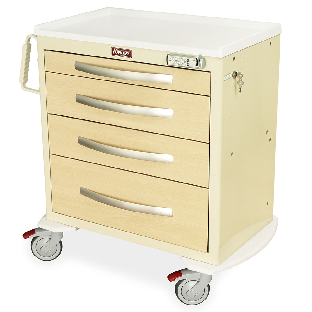 MPA3024E04-AN Beige Furniture Feel Medical Carts - Quarter Left New Casters