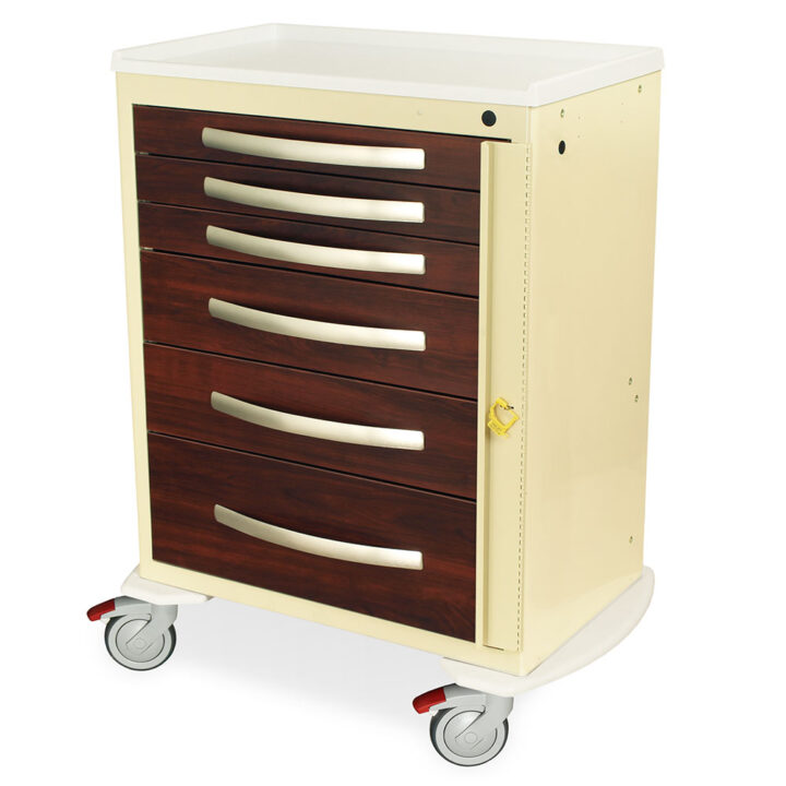 MPA3030B06-CM Beige Furniture Look Medical Carts - Quarter Left New Casters