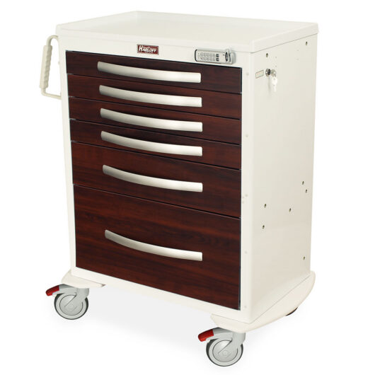 MPA3030E16-CM White Wood Blend Medical Carts - Quarter Left New Casters