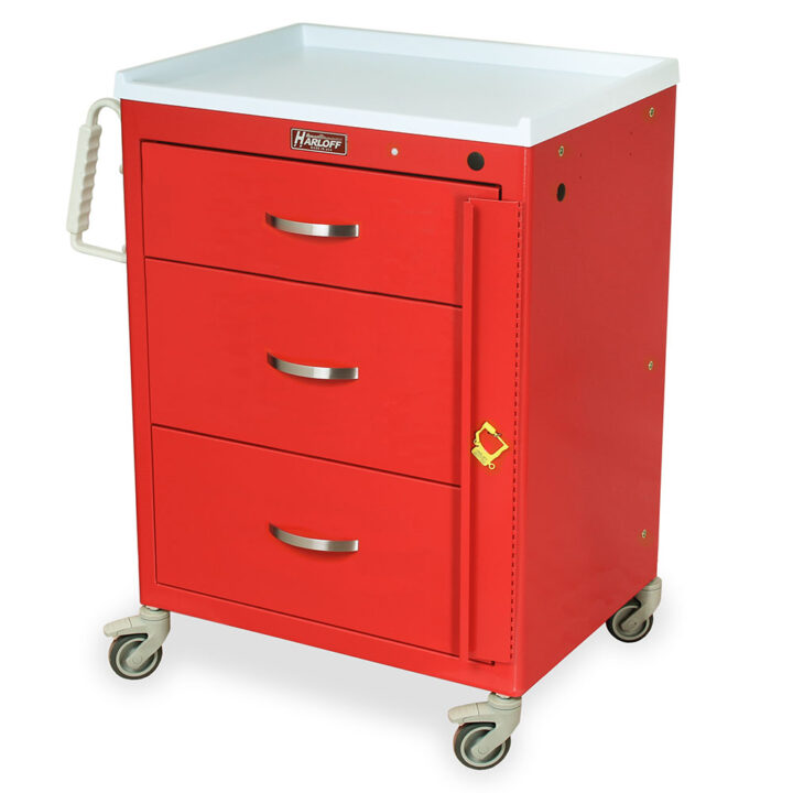 M3DS2424B03 Red Mini Emergency Crash Cart - Quarter Left