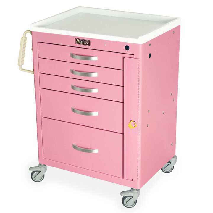 M3DS2424B05 Pink Breakaway Locking Emergency Cart - Quarter Left