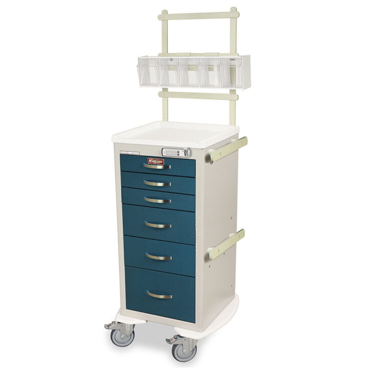 MDS1830E06+MD18=ANS Sand and Hammertone Blue Anesthesia Carts for Sale - Quarter Left