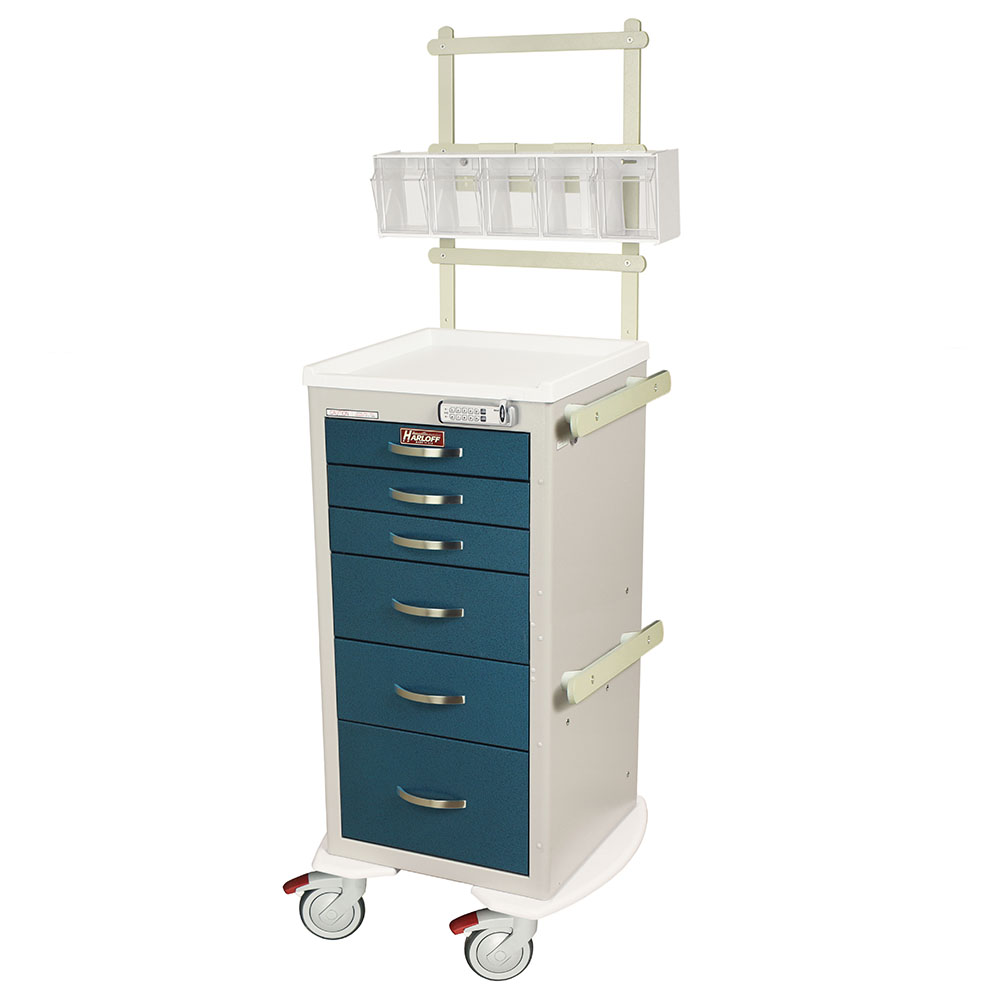 MDS1830E06+MD18=ANS Sand and Hammertone Blue Anesthesia Carts for Sale - Quarter Left