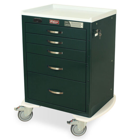 MDS2424ELP05 Forest Green Secure Anesthesia Cart - Quarter Left