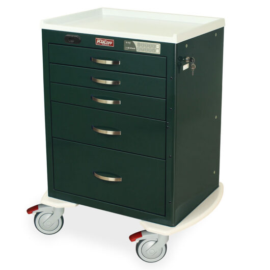 MDS2424ELP05 Forest Green Secure Anesthesia Cart - Quarter Left