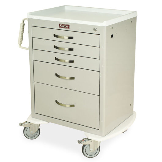 MDS2424K05 Light Gray Key lock Mobile Anesthesia Cart - Quarter Left