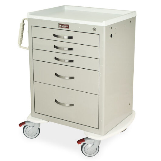 MDS2424K05 Light Gray Key lock Mobile Anesthesia Cart - Quarter Left