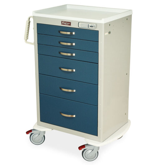 MDS2430E06 Light Gray and Hammertone Blue E Lock Procedure Cart - Quarter Left