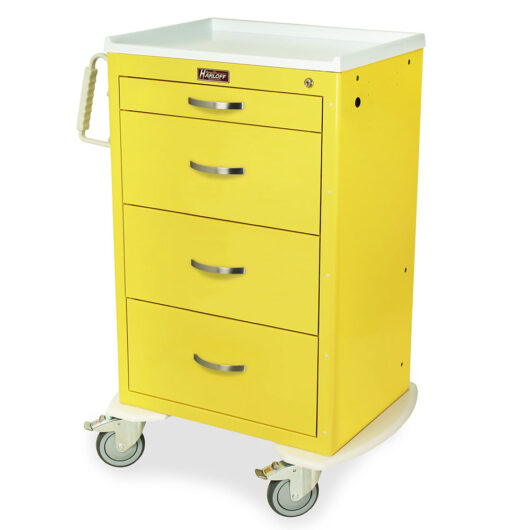 MDS2430K04 Yellow Locking Medical Cart - Quarter Left