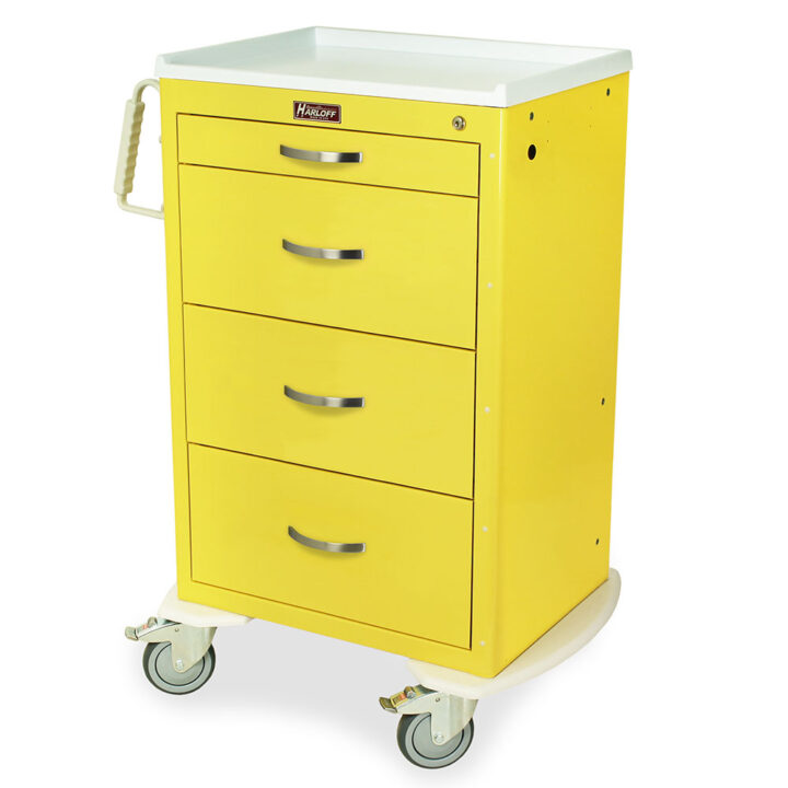 MDS2430K04 Yellow Locking Medical Cart - Quarter Left