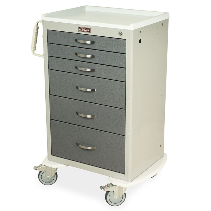 MDS2430K05 Light Gray and Hammertone Gray Hospital Procedure Trolley - Quarter Left