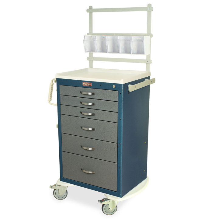 MDS2430K06+MD24-ANS Hammertone Blue and Hammertone Gray Dental Anesthesia Cart - Quarter Left