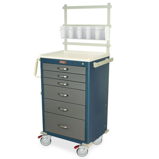 MDS2430K06+MD24-ANS Hammertone Blue and Hammertone Gray Dental Anesthesia Cart - Quarter Left