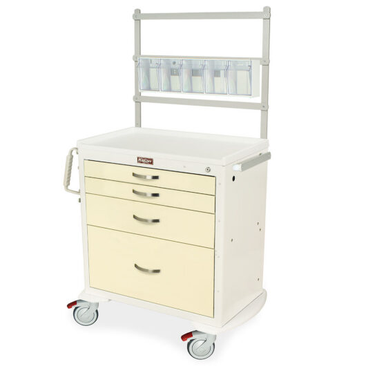 MDS3024K14+MD30-ANS White and Cream Advanced Anesthesia Cart - Quarter Left