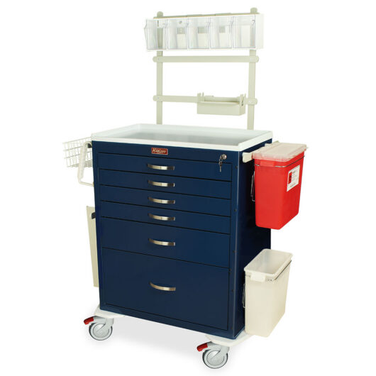 MDS3030K16+MD30-ANS3 Navy Advanced Anesthesia Cart with Accessories - Quarter Left