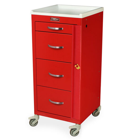 M3DS1830B04 Red Tall Narrow Emergency Cart - Quarter Left