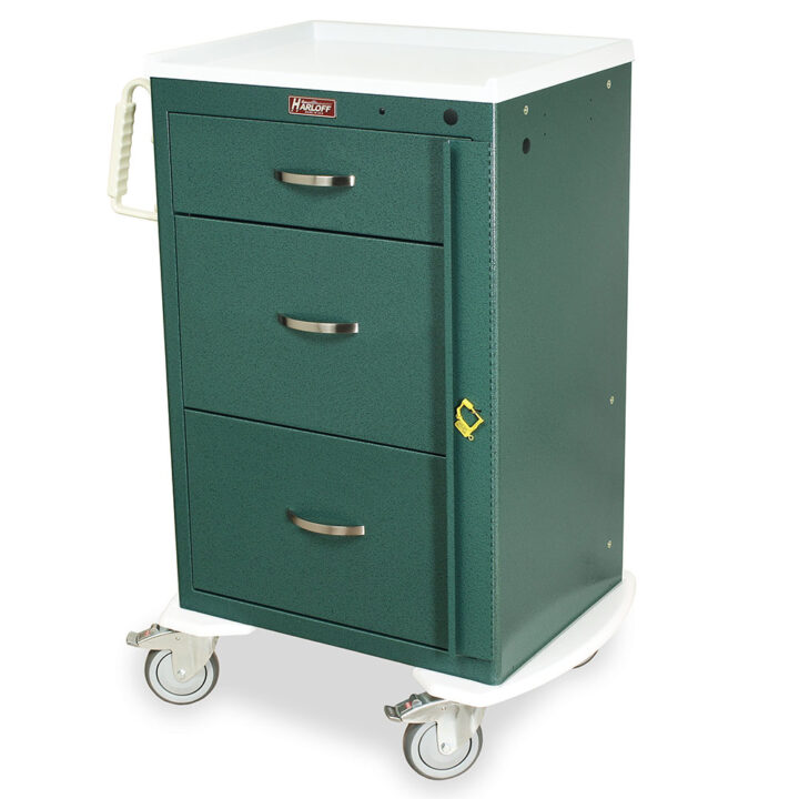MDS2430B03 Hammertone Green Mobile PPE Cart - Quarter Left