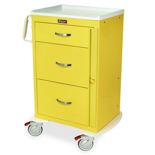 MDS2430B03 Yellow Mobile PPE Cart - Quarter Left