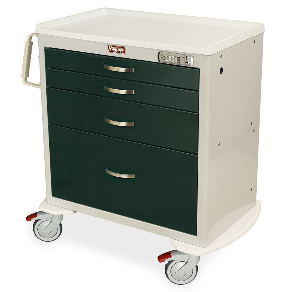 MDS3024E14 Gray and Forest Green Anesthesia Procedure Cart - Quarter Left