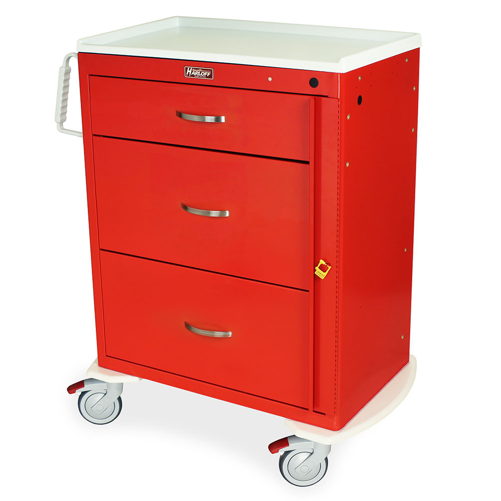 MDS3030B03 Red Three Drawer Emergency Cart - Quarter Left