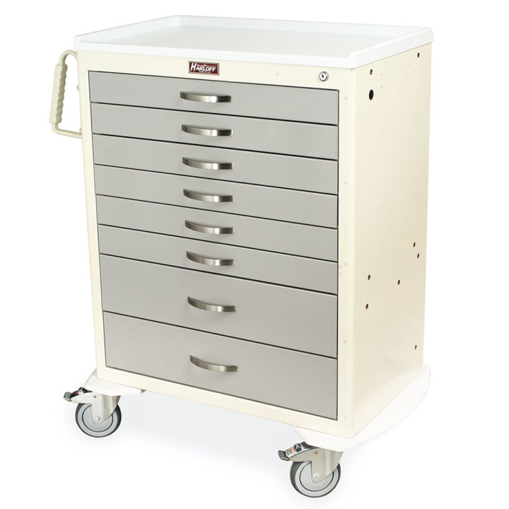 MDS3030K08 Cream and Light Gray Maximum Capacity Anesthesia Cart - Quarter Left