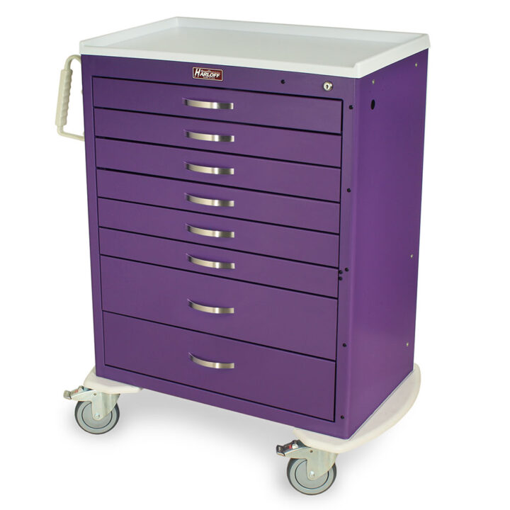 MDS3030K08 Purple Maximum Capacity Anesthesia Cart - Quarter Left