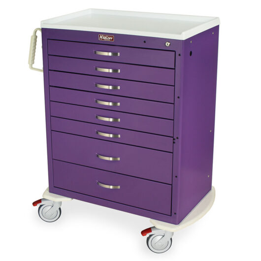 MDS3030K08 Purple Maximum Capacity Anesthesia Cart - Quarter Left