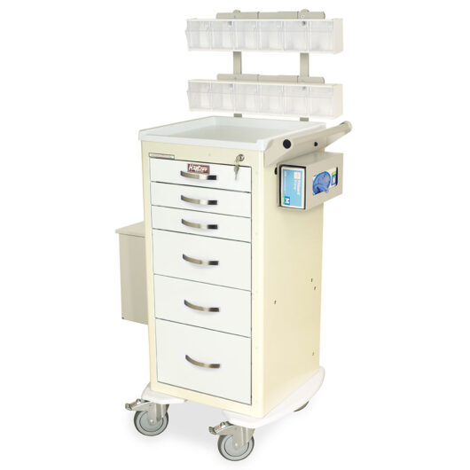 MDS1830K06+MD18-PHB Cream and White Medical Phlebotomy Carts - Quarter Left