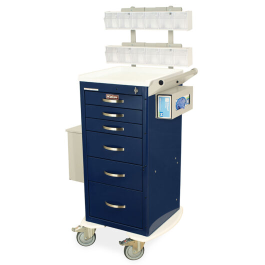 MDS1830L06+MD18-PHB Navy Phlebotomy Storage Cart - Quarter Left