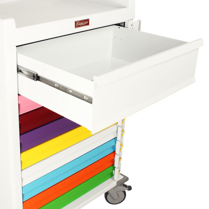 MR9B-PED White MRI Compatible Pediatric Cart - Drawer Closeup