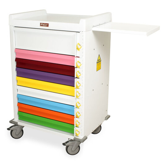 Aluminum MRI Compatible Pediatric Crash Cart, Nine Drawers, Breakaway