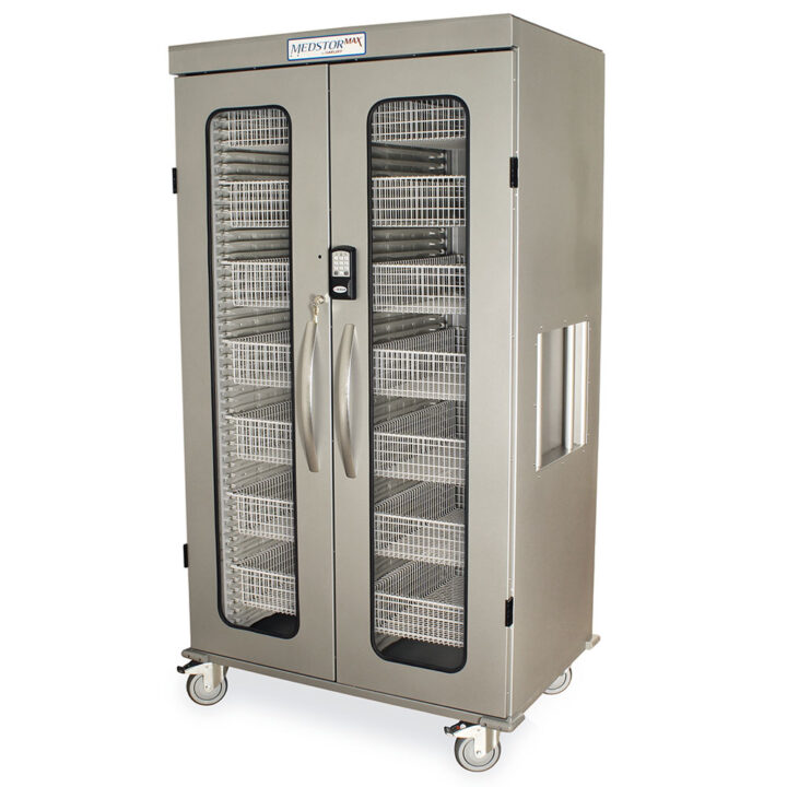 MSPM82-00GEK Brushed Silver Electronic Locking Medical Storage Cabinet - Quarter Left