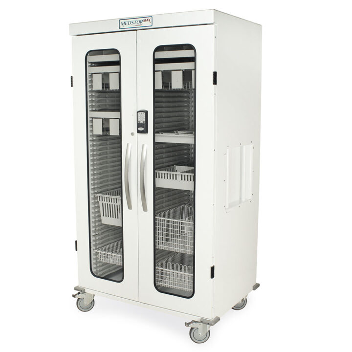 MSPM82-00GEK White Electronic Locking Medical Storage Cabinet - Quarter Left Closed