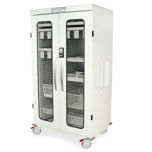 MSPM82-00GEK White Electronic Locking Medical Storage Cabinet - Quarter Left Closed