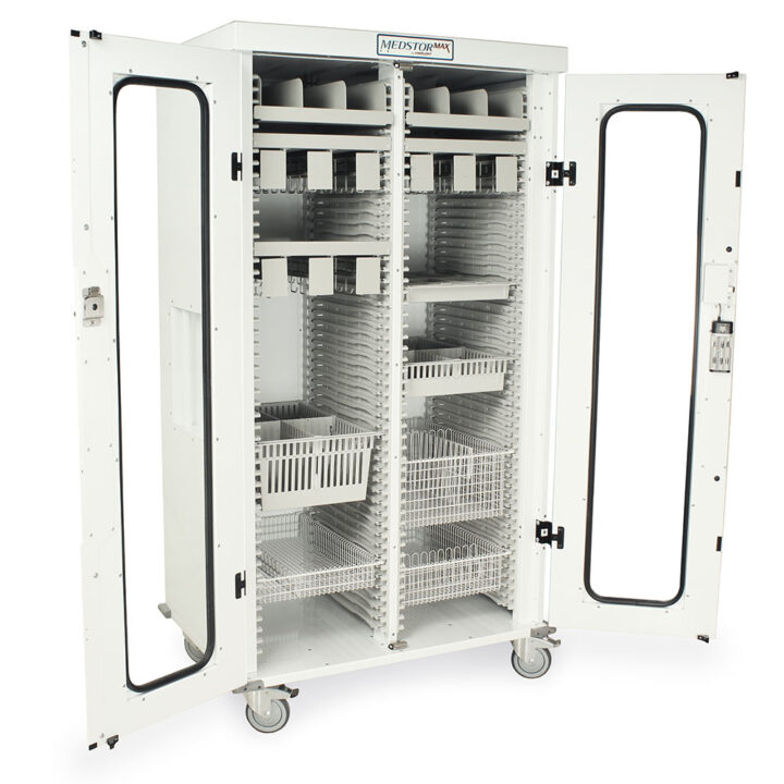 MSPM82-00GEK White Electronic Locking Medical Storage Cabinet - Quarter Right Open