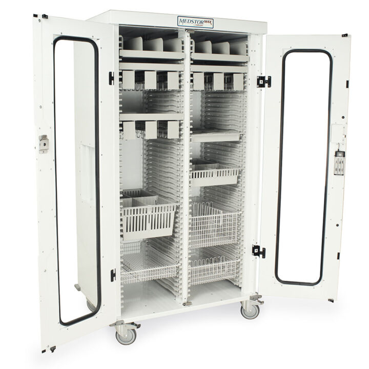 MSPM82-00GEK White Electronic Locking Medical Storage Cabinet - Quarter Right Open