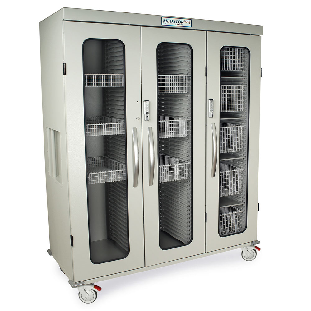 MSPM83-00GE Light Gray Medical Equipment Storage Cabinet - Quarter Right Closed